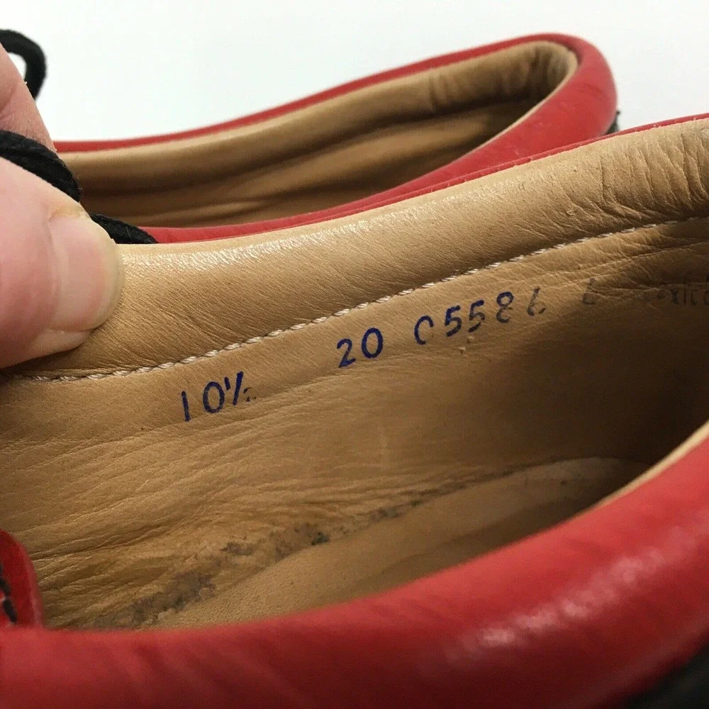 John Fluevog Black Red Stripe Shoes Oxford Square Toe 2nd Heaven Men Size 10.5 - Picture 4 of 12